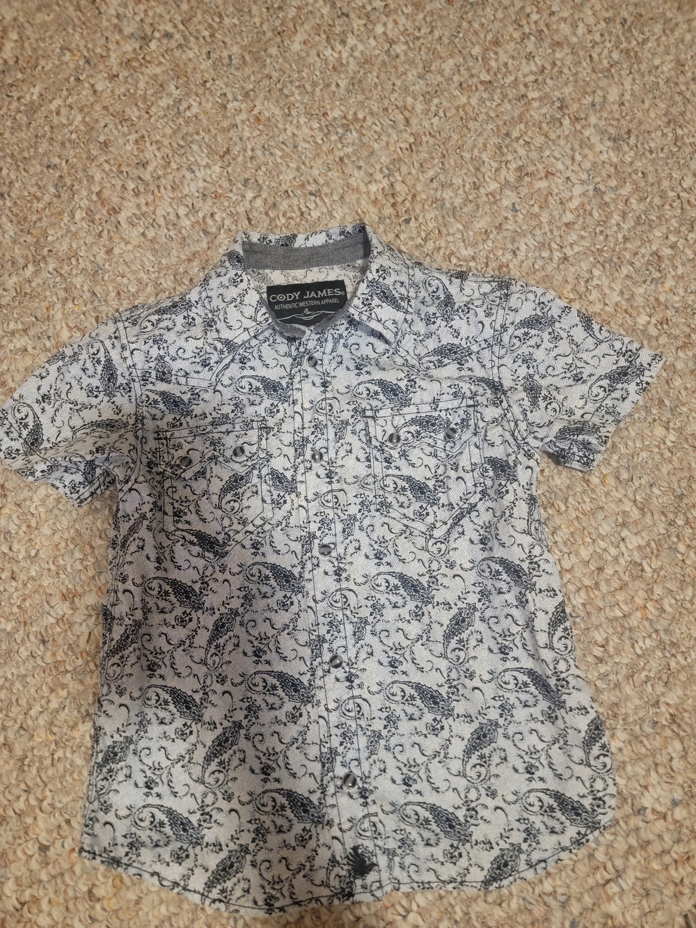 White & Black Paisley Short Sleeve Shirt Cody James Western